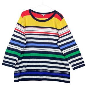 Talbots Multicolor Striped Crew Neck Sweater